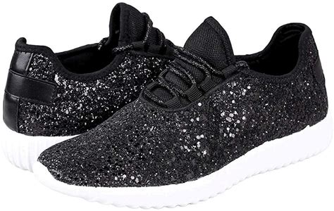 sparkly black sneakers for women.